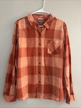 Natural Reflections Rust and Cream Plaid Button-Up Shirt